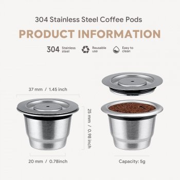 Reusable Stainless Steel Coffee Pods for Nespresso Machines