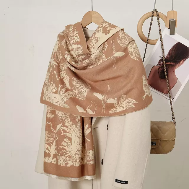 Luxurious Cashmere Floral Scarf - Image 6