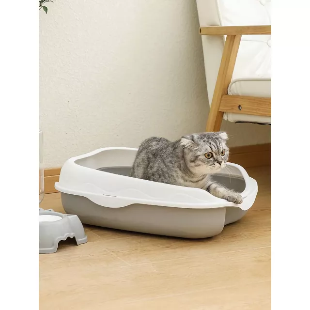 Semi-Closed Spatter-Proof Cat Litter Box with Large Space and Anti-Splash Pedal - Image 6