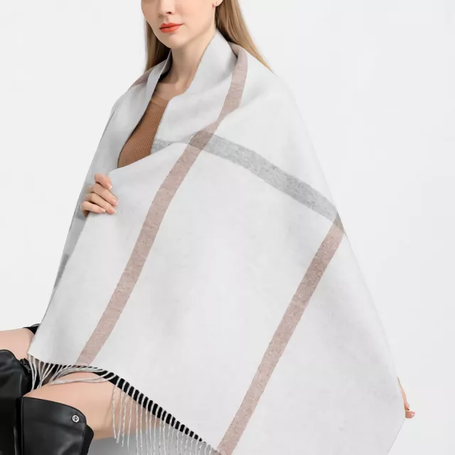 Luxury Plaid Cashmere Scarf for Women – Warm Pashmina Shawl with Tassels - Image 6