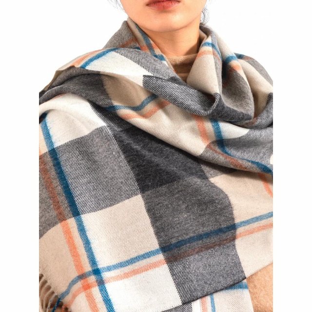 Elegant Plaid Cashmere Shawl - Long Warm Tassel Wrap - Image 3