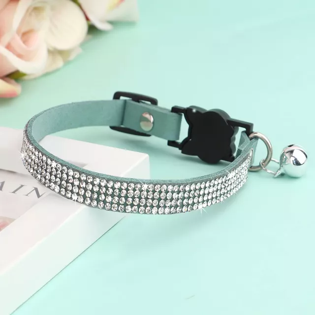 Soft Suede Rhinestone Cat Collar - Image 4