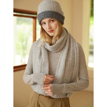 Women's 100% Cashmere Cable Knit Scarf