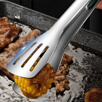 Stainless Steel Non-Slip Food Tongs for Barbecue, Salad, and Bread Serving