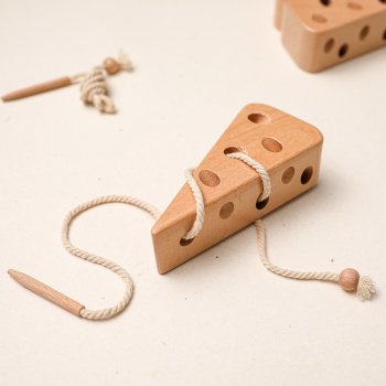 Wooden Cheese Threading Game