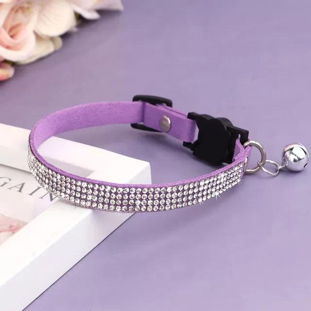 Soft Suede Rhinestone Cat Collar - Image 5