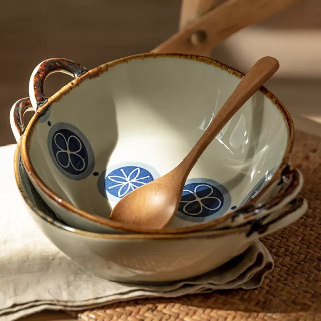 Ceramic Noodle and Soup Bowl with Handle - Image 3