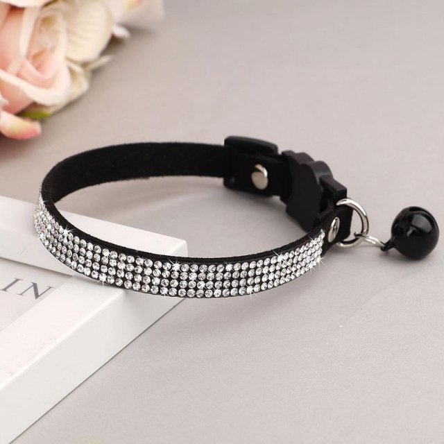 Soft Suede Rhinestone Cat Collar - Image 3