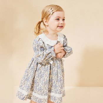 Adorable Toddler Girls Long Sleeve Bowknot Dress