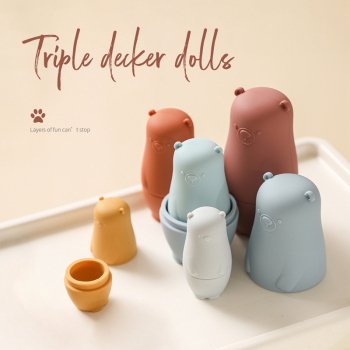 Silicone Baby Nesting Dolls - Montessori Stacking & Educational Toy for Infants