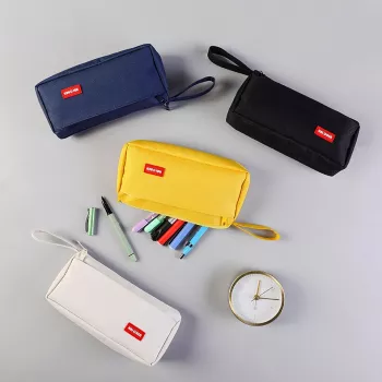 Black Oxford Cloth Pencil Case for School and Office Supplies