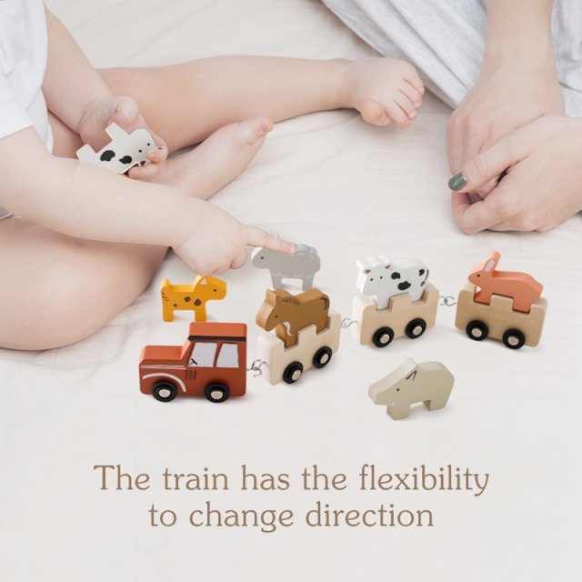 Wooden Animal Train Stacking Toy Set - Image 4