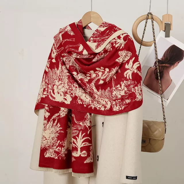 Luxurious Cashmere Floral Scarf - Image 5