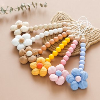 Wooden Flower Baby Pacifier Clip