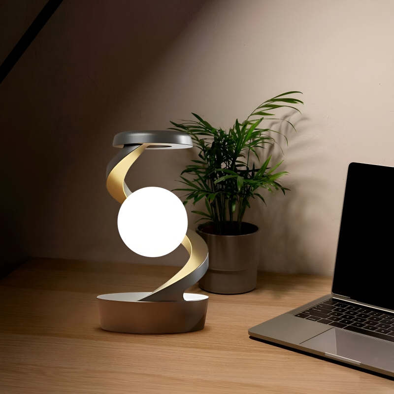 3D Levitating LED Moon Lamp with Wireless Charging and RGB Rotation