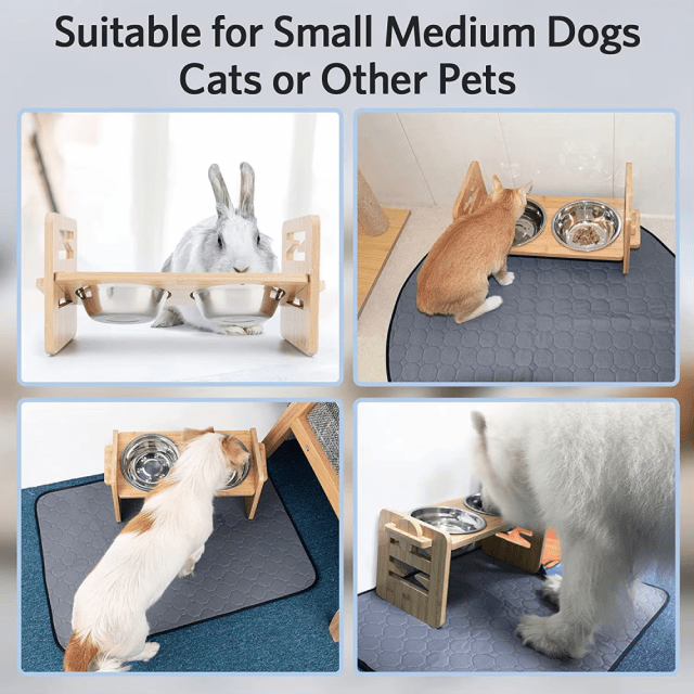 Bamboo Elevated Dog Bowls with Adjustable Stand - Image 3