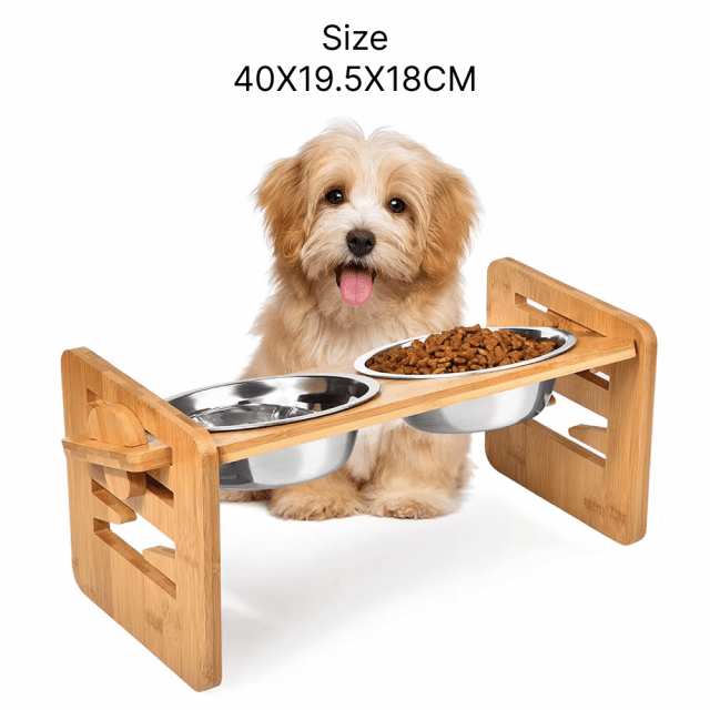 Bamboo Elevated Dog Bowls with Adjustable Stand - Image 6