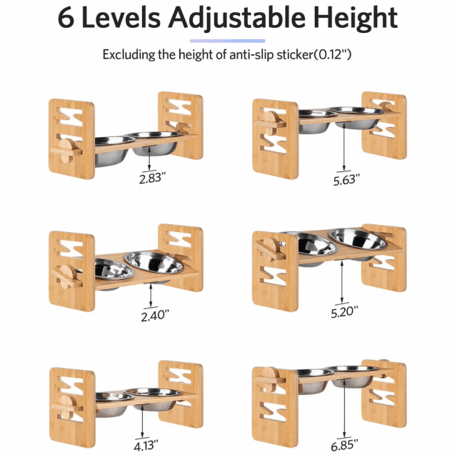 Bamboo Elevated Dog Bowls with Adjustable Stand - Image 5