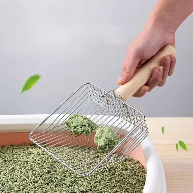 Large Stainless Steel Cat Litter Scoop - Fine Hole Metal Shovel for Easy Pet Waste Cleaning