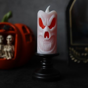Halloween Pumpkin Skull Candlestick