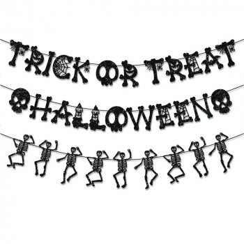 Funny Black Skull Halloween Banner
