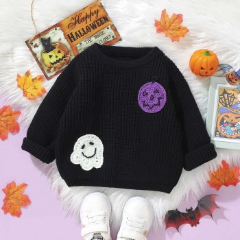Pumpkin and Ghost-themed Baby Knit Sweater