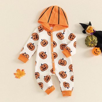 Baby Halloween Bat Print Hooded Romper