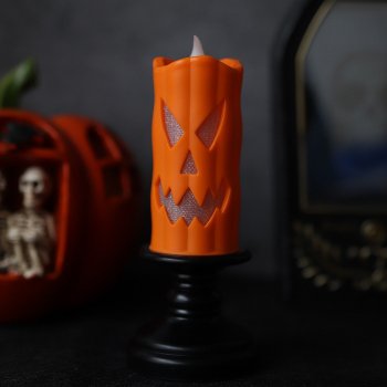 Halloween Pumpkin Skull Candlestick