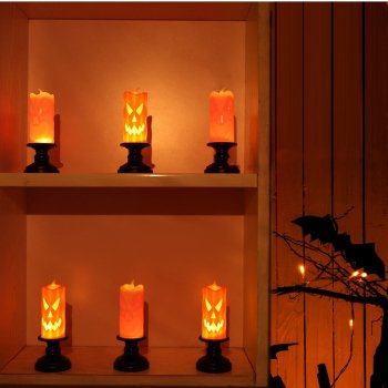 Halloween Pumpkin Skull Candlestick