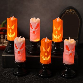 Halloween Pumpkin Skull Candlestick