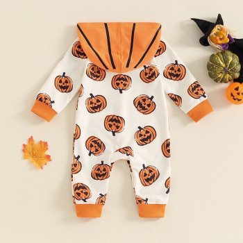 Baby Halloween Bat Print Hooded Romper