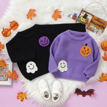 Pumpkin and Ghost-themed Baby Knit Sweater