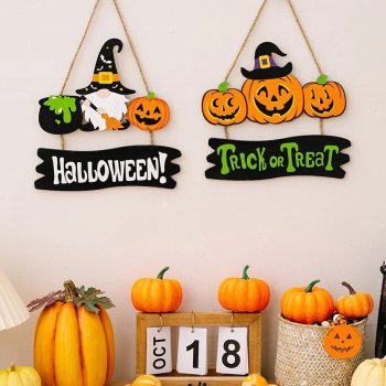 Halloween Hanging Wood Ornaments