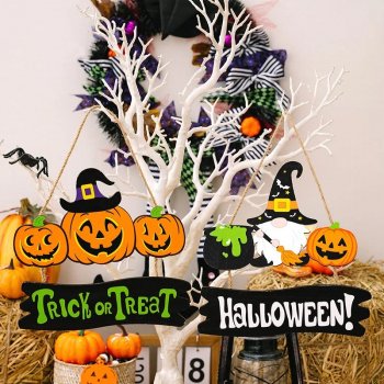 Halloween Hanging Wood Ornaments
