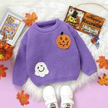 Pumpkin and Ghost-themed Baby Knit Sweater