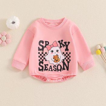 Pumpkin Print Long Sleeve Romper