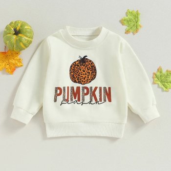 Halloween Pumpkin Print Long Sleeve Baby Sweatshirt