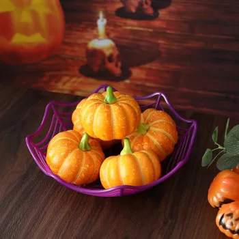 Colorful Halloween Plastic Basket with Spider Web Design