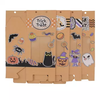 Halloween Candy Boxes with Transparent Window – Ghost, Cat, Pumpkin Designs – Trick-or-Treat Party Favor Boxes