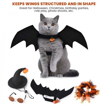 4-Piece Dog & Cat Bat Wings Costume Set for Halloween and Cosplay Parties