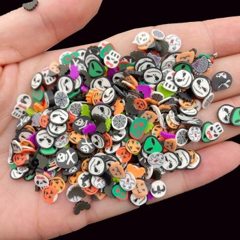 100g Mixed Halloween Ghost Polymer Clay Slices for Crafts & Nail Art