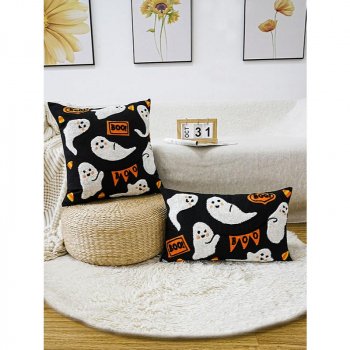 Spooky Ghost Embroidered Halloween Cushion Cover