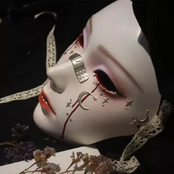 Soul Crop Full Face Tears Mask - Ancient Style Hanfu Costume Accessory