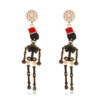 Trendy Skull Pearl Geometric Drop Earrings for Women
