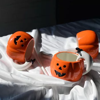 Witch Cauldron Mug - Black Ceramic Halloween Coffee Mug with Sturdy Handle