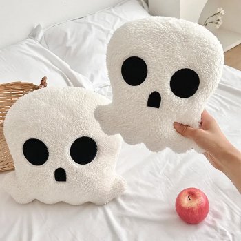Halloween Ghost Plush Pillow - Cozy White Cushion for Sofa, Couch & Car Decoration