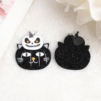 10 Pcs Halloween Charms - Acrylic Skull, Pumpkin, and Cat Pendants for DIY Jewelry and Keychains