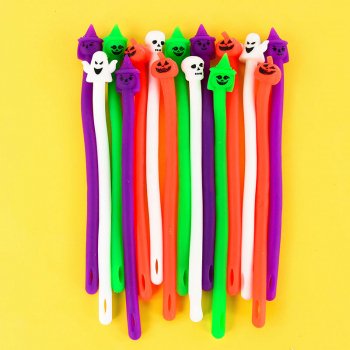 5pcs Halloween Stretchy Pumpkin & Skull Noodle Bracelets