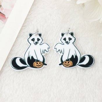 10-Piece Halloween Charms - Acrylic Raccoon & Ghost Accessories for DIY Jewelry