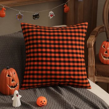Halloween Plaid Throw Pillow Covers